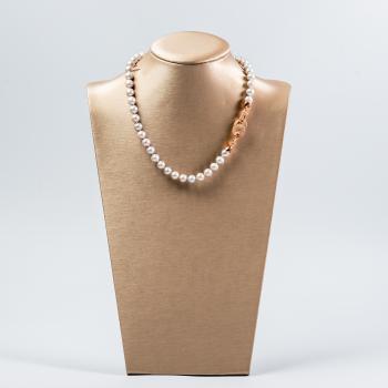 Round Pearls and Zirconia Necklace